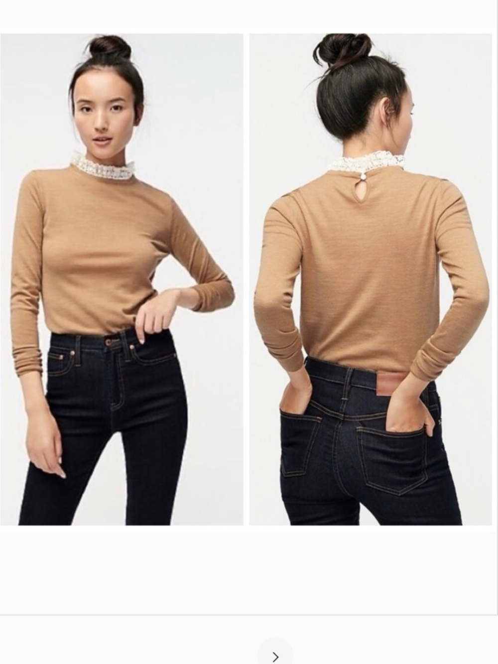 NWT J. Crew Women's Tippi Sweater with Lace Collar Detail Small
